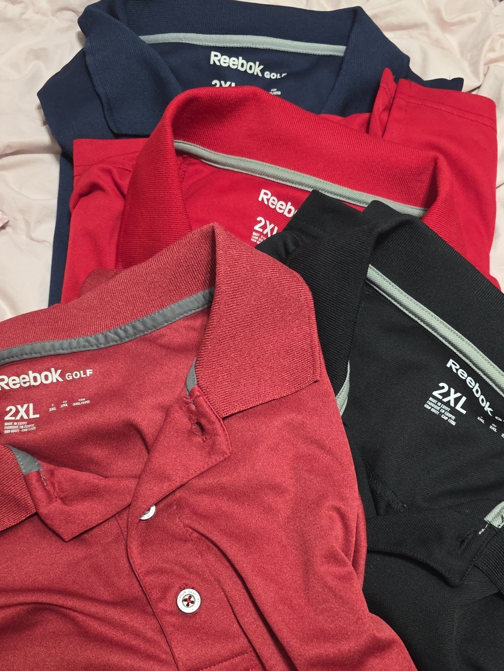 Reebok Men’s Polo Shirts - Red, Black, Navy